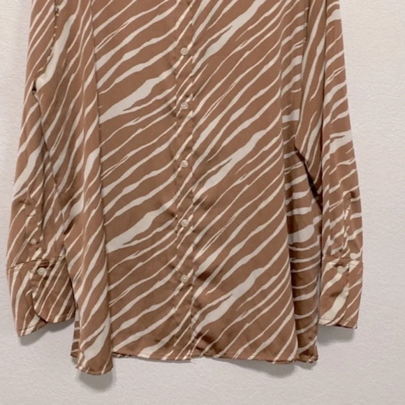 A New Day Zebra Satin Button Down Shirt Oversized Relaxed Women Size XL - Picture 4 of 8